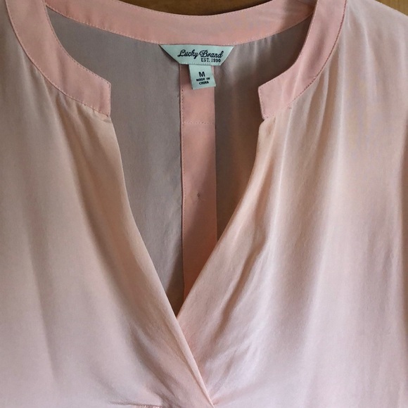 100% Silk peach long sleeve top -Lucky Brand - Picture 2 of 8